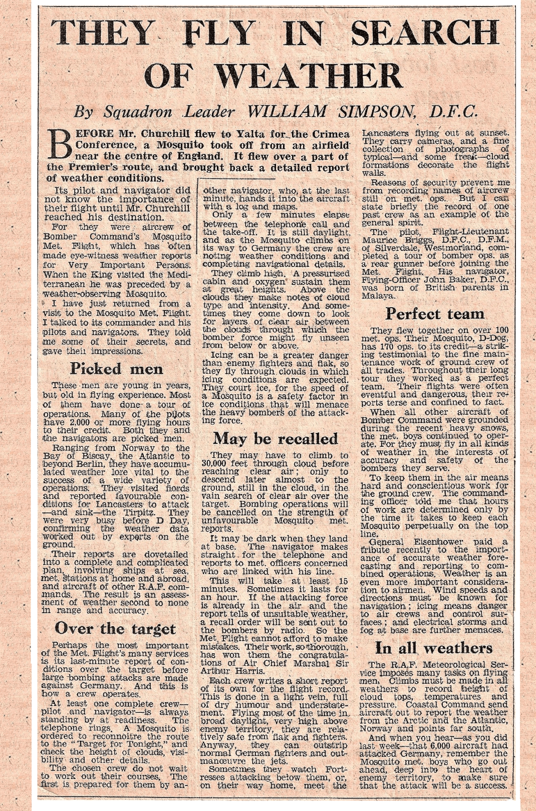 They Fly in Search of Weather