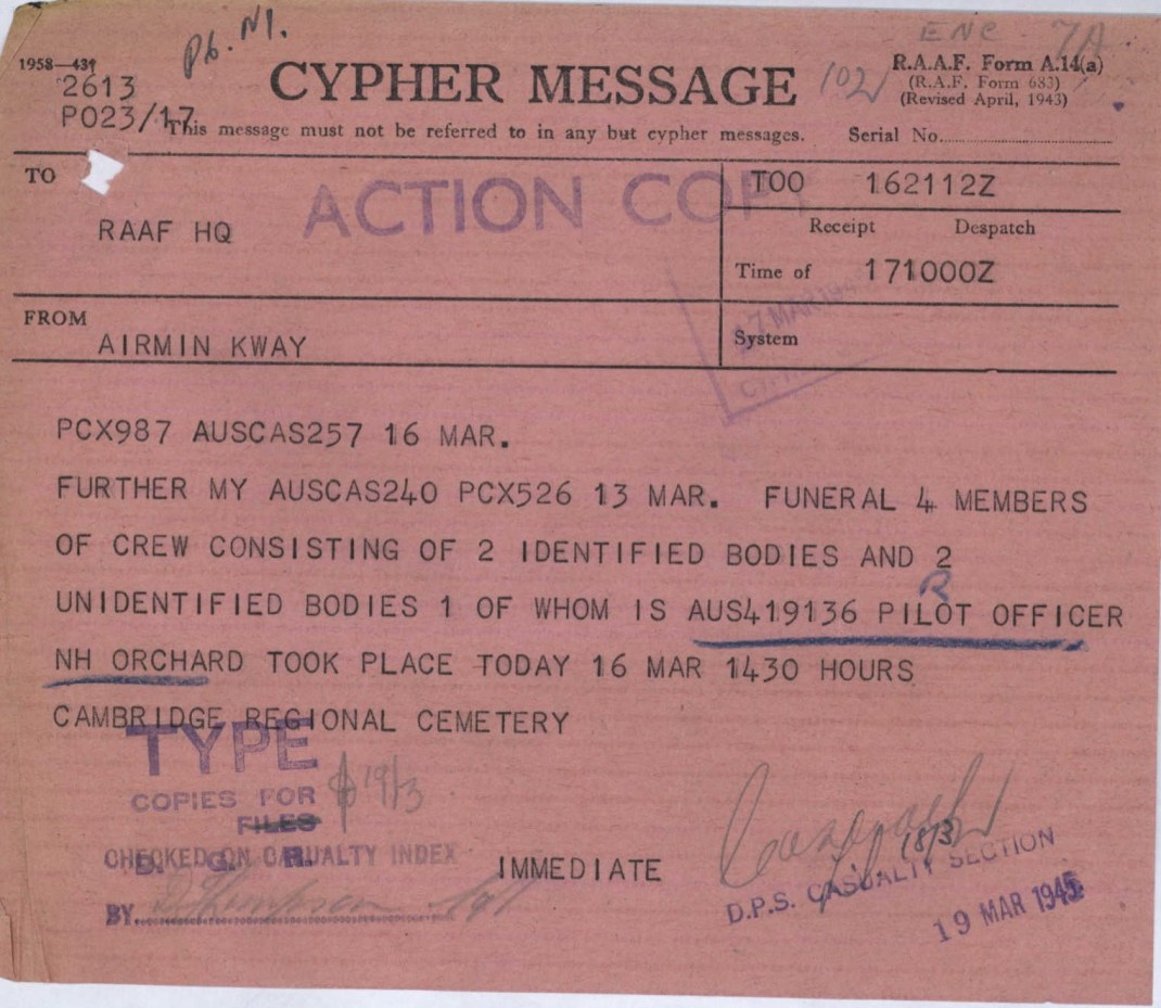 funeral at Camrdge CC