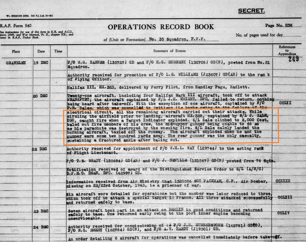 graveley, 35 squadron, TI expolodes mid-air